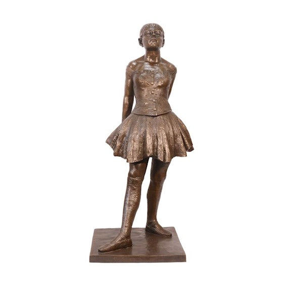 Groot en uniek bronzen beeld van een dansend meisje van 14 jaar oud